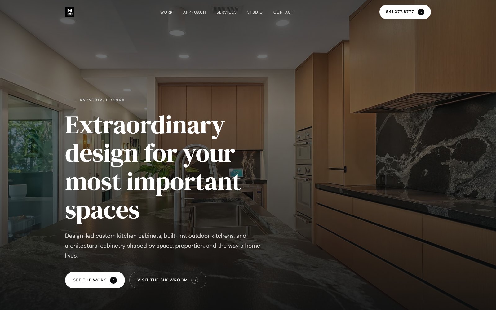 The new Metro Cabinet Company homepage concept