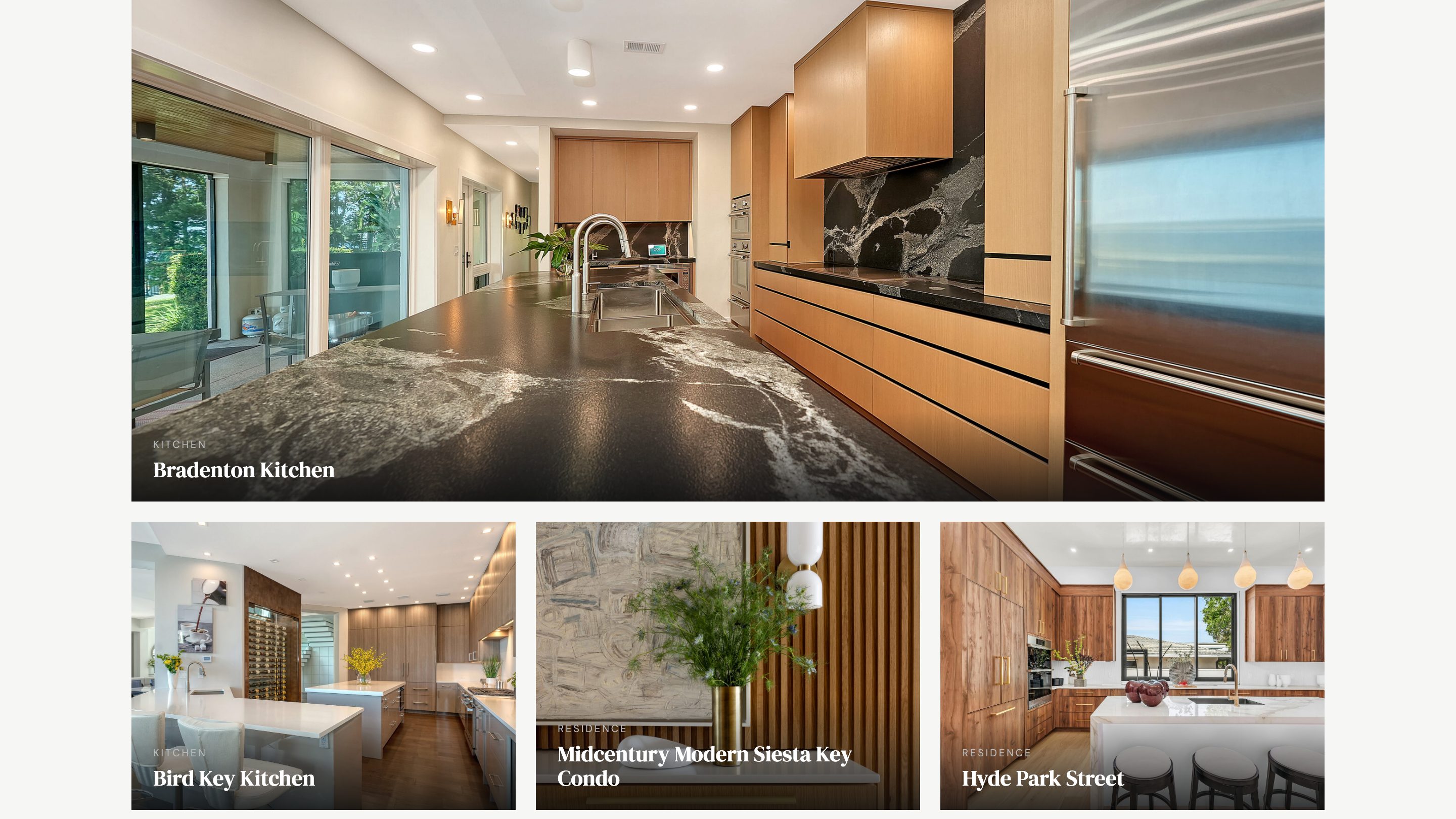 The projects section of the new homepage