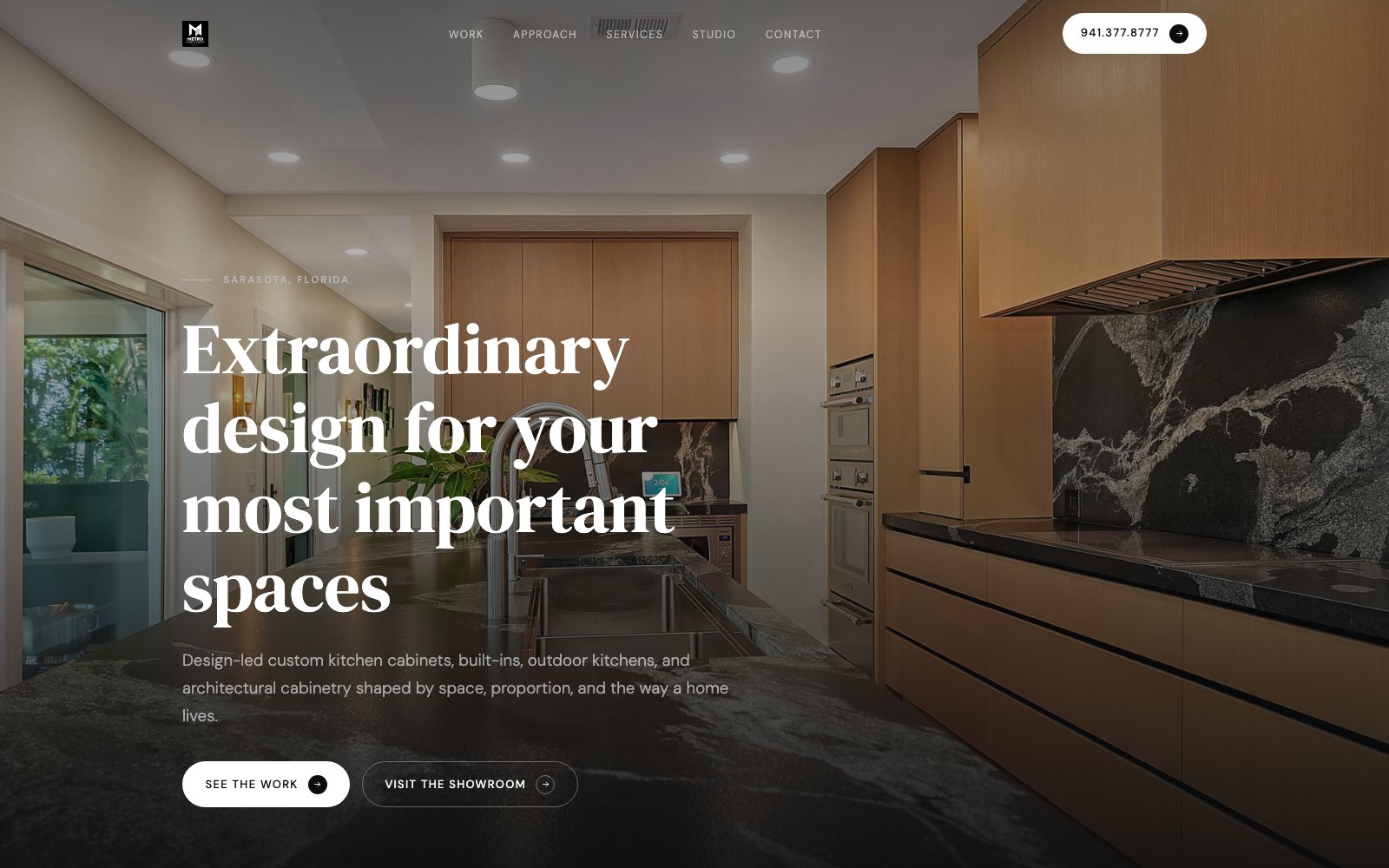 The new Metro Cabinet Company homepage concept